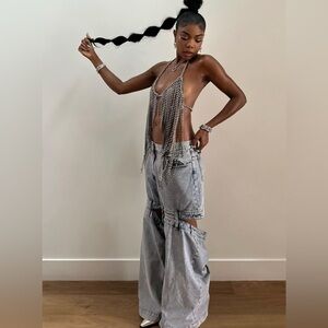 TRENDY WIDE LEG OPEN BACK JEANS